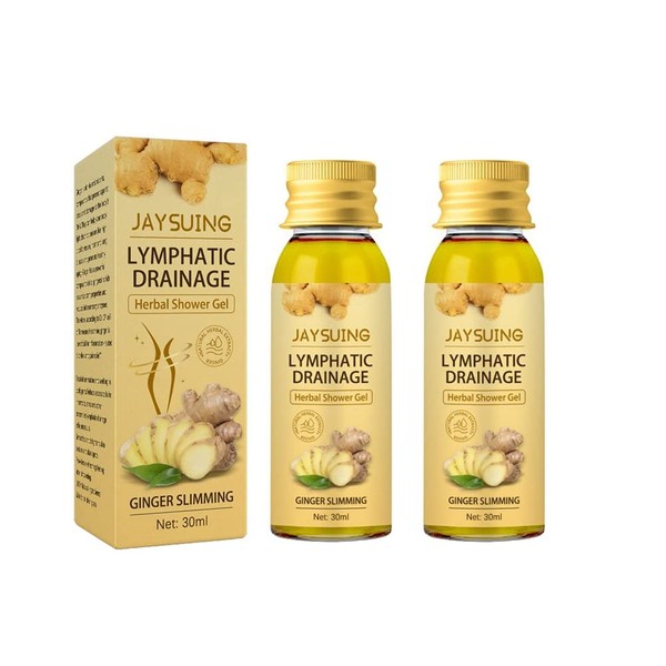 Lymphatic Drainage Herbal Shower Gel, 30 ml Ginger Shower Gel, Slimming Body Wash Lymphatic Drainage Herbal Shower Gel, Natural Organic Detox Slimming Shower Gel for All Skin Types