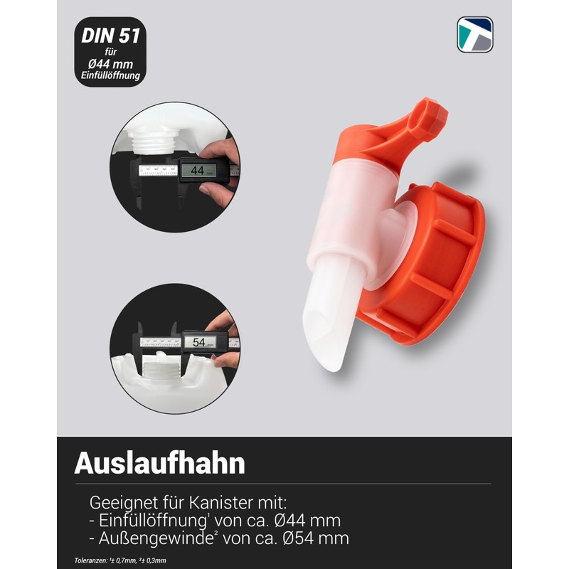 Trevendo® Spout for Plastic Canisters Pack of 2 Including 5x