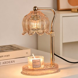 XININSUN Candle Warmer Lamp with Timer, Dimmable, Height Adjustable, Amber, for Jar Candles and Wax Melts