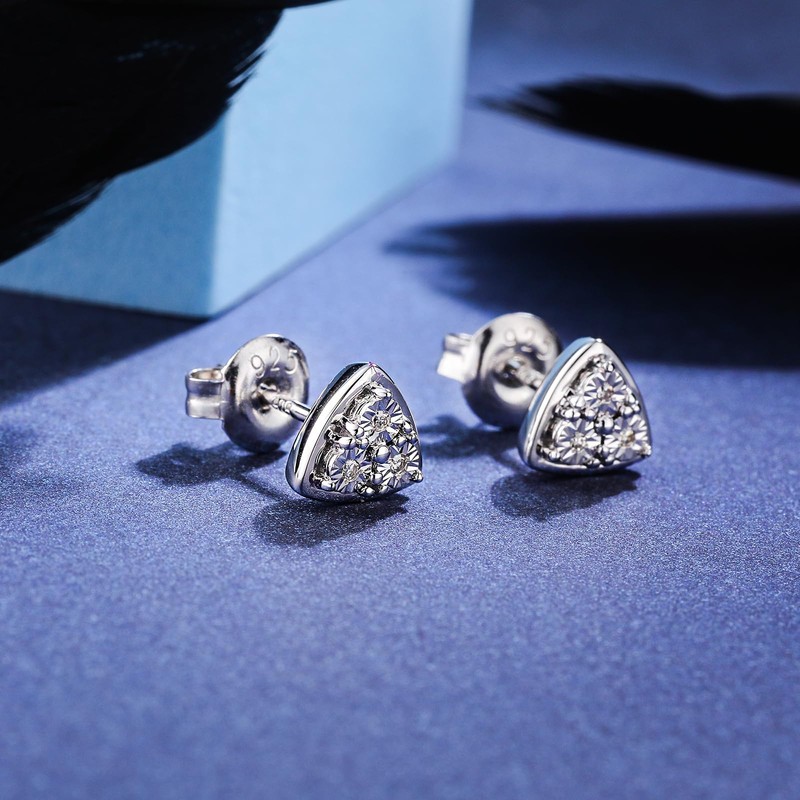 Real Diamond Earrings for Women Men 925 Stud Sterling Silver