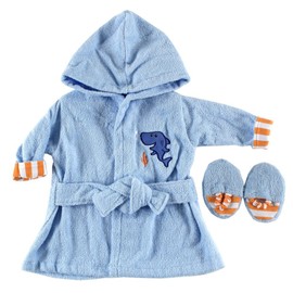 Luvable Friends Unisex Baby Cotton Terry Bathrobe, Blue Sea, One Size