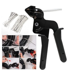 Cozyel Cable Tie Gun with 200Pcs Stainless Steel Metal Cable Zip Ties Kit, Tensioning Cutter Metal Zip Tie Tool Kit, Zip Tie Tool Exhaust Strap Wrap Coated Cable Tie for Stainless Steel Cable Ties