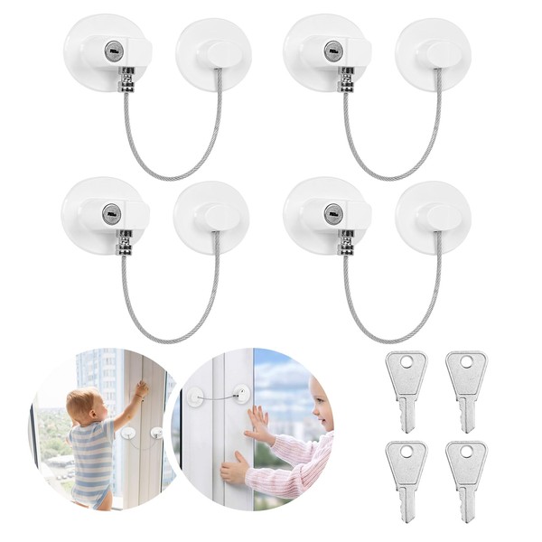 Window Safety Locks, Sunallwell 4Pcs Window Restrictors Locks for UPVC