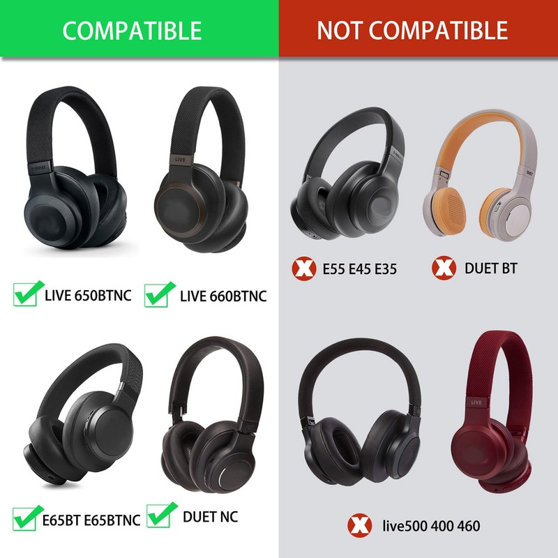 INF Replacement Ear Pads for JBL E65BTNC/Duet NC/Live 650 BTNC/Live