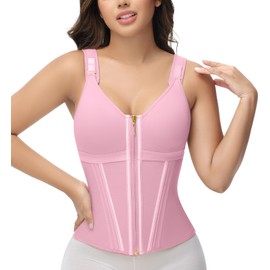 SHAPSHE Waist Trainer Corset for Women Tummy Control Sport Workout Body Shaper Vest for Women Postpartum Gym Zipper and Hooks