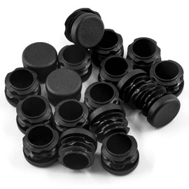 Jiozermi 24 Pcs 7/8" Round Plastic Plug, Black Round Plastic End Cap Furniture Finishing Plug for Pipe Post, Chairs and Furniture