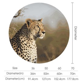 MNVTSKOP 50x50in Round Tablecloths Wild Animal Leopard Printed Christmas Table Cloth Washable Thanksgiving Tablecloth Decorative Table Cover for Home Decor Parties Picnic