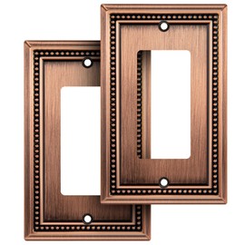 Henne Bery Sunken Pearls Heavy Duty Decorative Wall Plate Switch Plate Outlet Cover (Single Decorator, 2 Pack, Antique Copper)