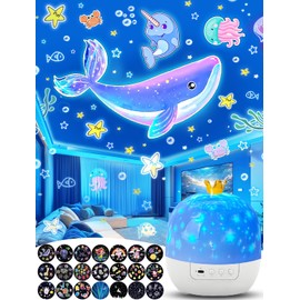 21 Sets of Films + Projector Night Light for Kids, Baby Night Light Projector for Bedroom, Ceiling, Star Projector with 360° Rotation Dimmable for Kids Girls, Birthday, Christmas, Nursery, Room Decor