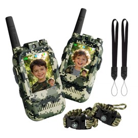 Video Walkie Talkies for Kids, 2 Pack Camo 2 Way Radio Toys for 3-12 Year Old Boys, Long Range Handheld Walkie Talkie for Outdoor Adventure Camping Hiking, Best Birthday Gifts