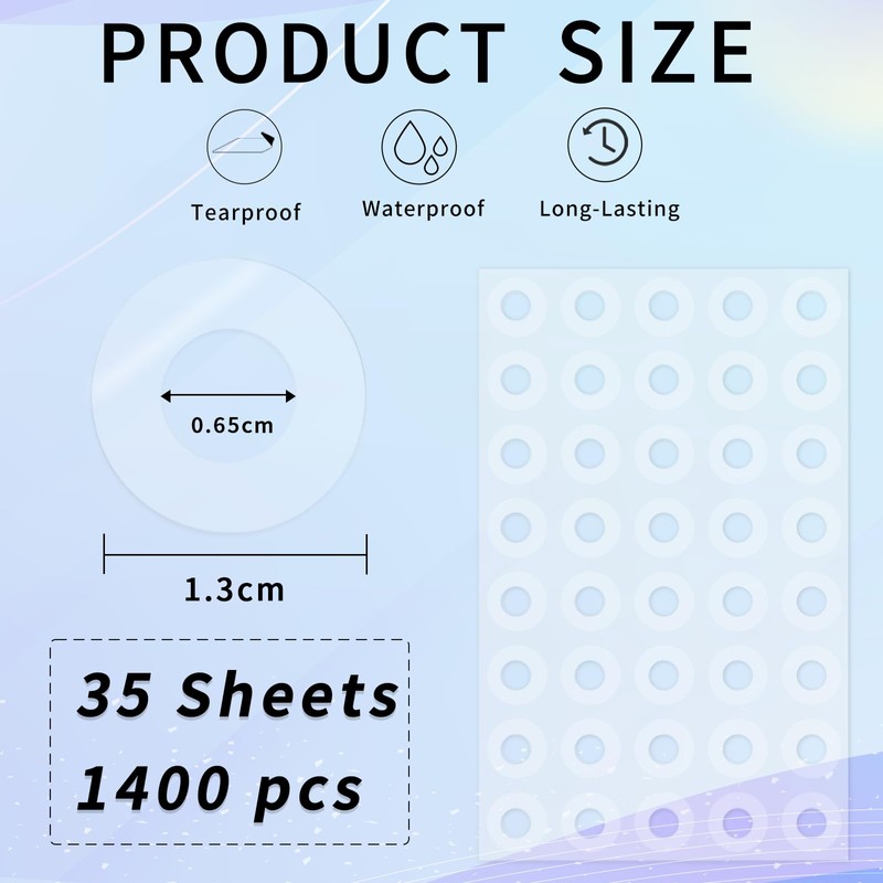 Yeachlaing Hole Reinforcement Stickers Labels,Transparent,Pack of 1440