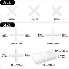 Tile Spacers 2 mm 3 mm 5 mm Cross Shaped Plastic Spacers White Pack of 1000