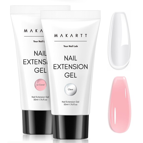 Makartt Poly Nail Gel Kit, 2PCs 50ML Clear & Nature