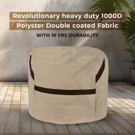 Coverup Concept 1000D Heavy Duty Round Fire Pit Cover For Outdoor Furniture Waterproof | Covers With UV Resistance Windproof Buckle Straps | Patio Furniture Covers - 44"D x 24"H | Pack of 1