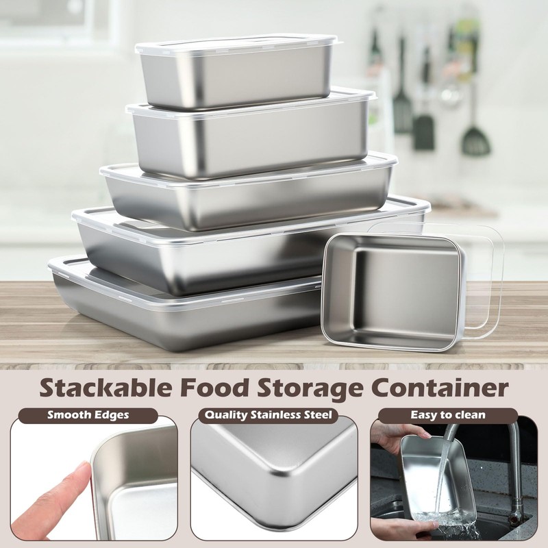 Blushtier 12pcs 6 Sizes Stainless Steel Food Storage Container with