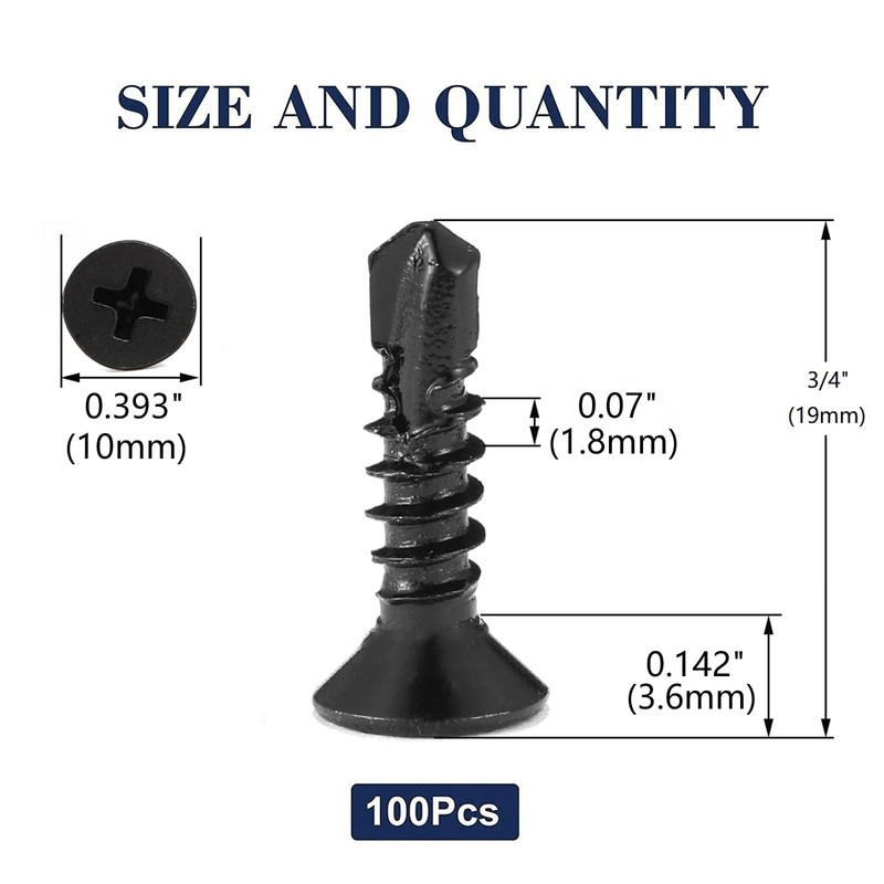 #12 x 3/4" Sheet Metal Screws 100Pcs 410 Stainless Steel