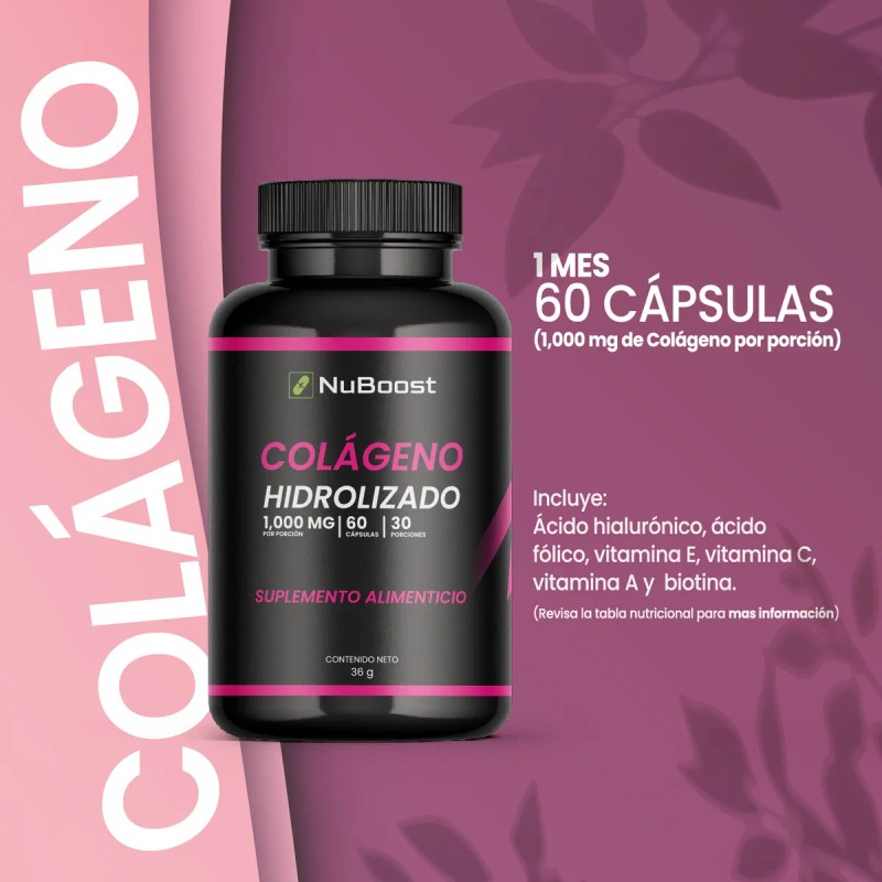 Colgeno Hidrolizado Puro Nuboost 60 Cpsulas 1000 Mg Sin Sabor
