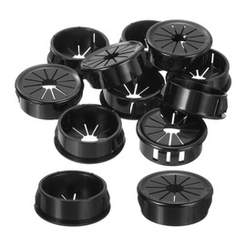 sourcing map 12Pcs Desk Grommet Black, Snap Bushing Grommet With Shutter for Holes with 1.18"(30mm) Mounting, Round Nylon Snap in Cable Desk Grommet for Cables and Cords Management