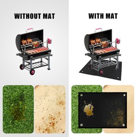 MTKO - Tapete para parrilla de 50 x 39 pulgadas para parrilla al aire última intervensión, almohadilla de parrilla ignífuga de doble cara, tapete para chimenea y fogata, protector impermeable a prueba