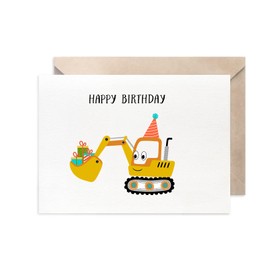MAGJUCHE Construction Happy Birthday Card For Boy, Digger Birthday Card For Son, Grandson, Nephew, Friend