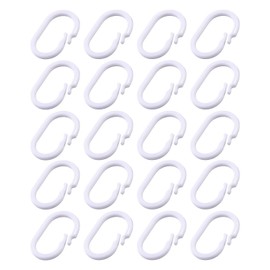 MYGLOAR Pack of 20 Plastic Shower Curtain Hooks, Shower Curtain Hooks, Shower Curtain Rings, C-shaped Shower Curtain Rings, Lockable C Rings, Rings for Hanging Curtains, Not Easy to Fall Off