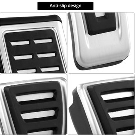 QWORK® Set of 4 Stainless Steel Brake Footrest Pedal Caps Set, Brake Foot Pedal Accelerator Cover, Compatible with Golf 7, VW, Passat B8 Manual Version