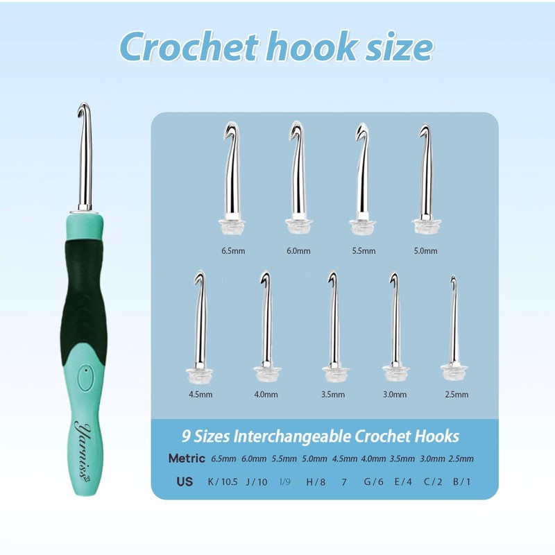 Yarniss 9 Size Lighted Crochet Hooks & Knitting Needles Set