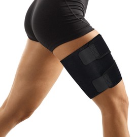 supregear Thigh Wraps, Adjustable Neoprene Hamstring Brace Support for Quadriceps, Sprains, Strains, Pulled Muscles, Sports Injury for Women Men, Black, M