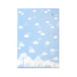 FRONTIA Plastic Documents File Folder, Blue Sky, Clouds and Airplane, Clear Pockets Plastic Sleeves, A4 (6 Packs, Bulk Pack)