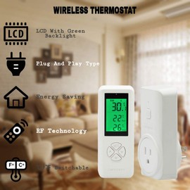 SENSTREE 15A Wireless Temperature Controller, Digital Plug-in Thermostat Outlet with Remote Control, Support Heating & Cooling for A/C, Fans, and Heaters White