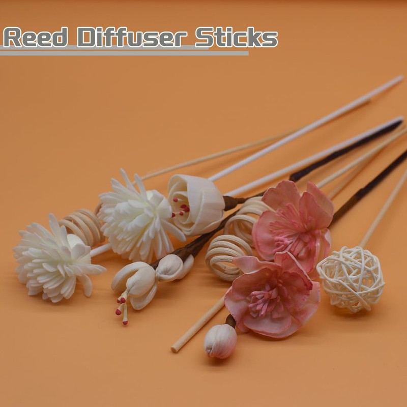 10 Pcs Reed Diffuser Sticks, Natural Rattan Hand Made Flower