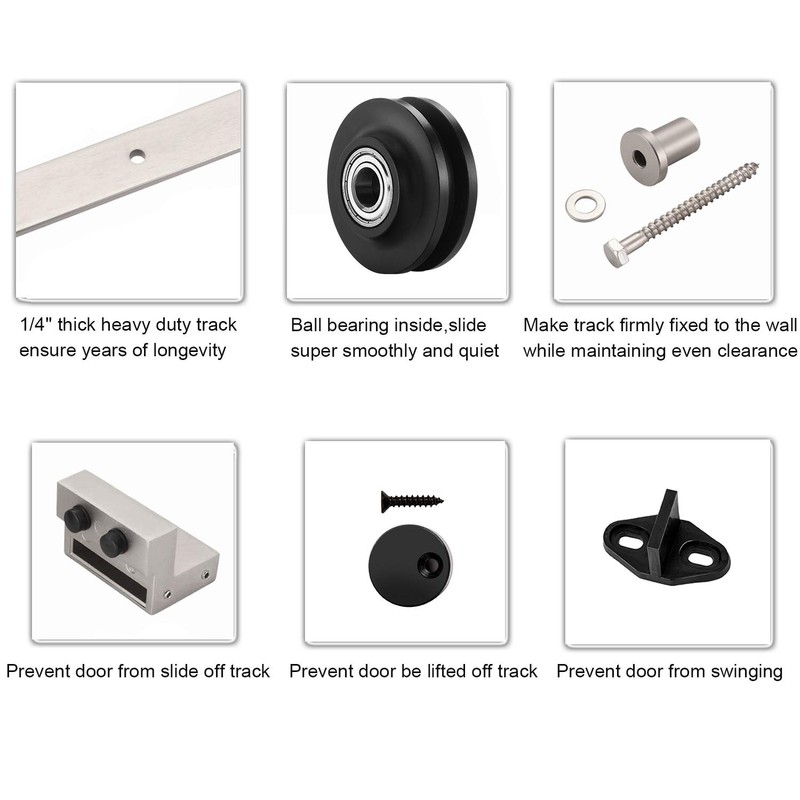 EaseLife 6.6 FT Brushed Nickel Sliding Barn Door Hardware Track