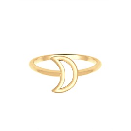 Elli Astro Women's Half Moon Ring in 925 Sterling Silver Gold-Plated, 56, Sterling Silver