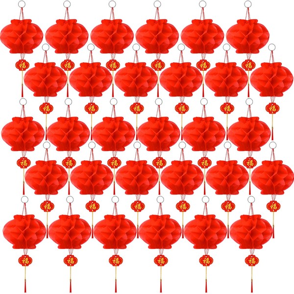 Pangda 30 linternas de papel rojo chino 2024 decoraciones de Año Nuevo chino para decoración de linterna colgante para festival de primavera