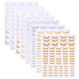 8 Sheets Glitter French Tip Nail Stickers, 3D Self-Adhesive Nail Decal with Curved Lines Design Women DIY Manicure Decoration Supplies