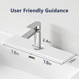 Stone Faucet Mat for Kitchen Sink,Diatomite Sink Drying Mat, Ultra Absorbent Fast Drying Kitchen Sink Splash Guard, Enhances Counter Hygiene and Aesthetics (White, 15.7" x 3.9")