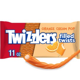 TWIZZLERS Filled Twists Orange Cream Pop Flavored, Chewy Candy Bags, 11 oz (12 Count)