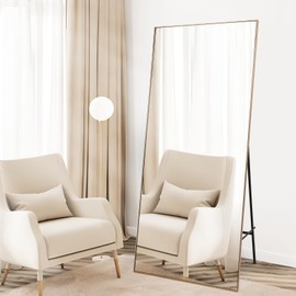 PioneerWorks Full Length Mirror 71 * 31, Oversized Full-Body Hanging or Leaning Rectangle Mirror, Aluminum Alloy Thin Frame Floor Mirror for Bedroom, Living/Dressing Room, Gym, Gold