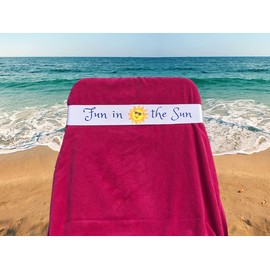 Jackster Beach Towel Band, Elastic Towel Strap for Pool, Beach, Lounge and Cruise Chairs (4 Pack, Fun in The Sun)