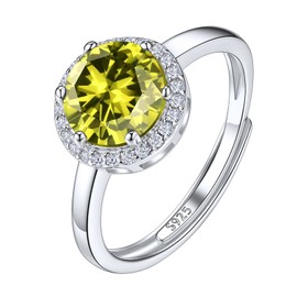 Suplight Crystal Rings Moonstone 925 Sterling Silver with Birthstone in Round/Heart/Pear/Square Cut Shape for Women Girls Women, Sterling Silver