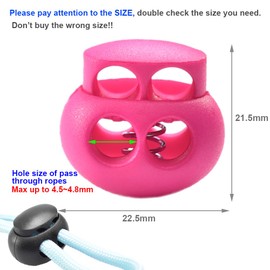 10 Pack Bungee Spring Cord Lock Fastener, Plastic Toggle Slider Stopper for Paracord DIY Crafting DrawString Clasp, Elastic Shoe Lace, Glove, Flashlight Rope Lock Clip Double Hole Adjuster