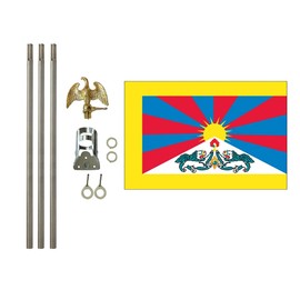 Tibet 3x5 ft Outdoor Flag and Flag Pole Set, Combination Comes with a 3x5 ft Polyester Flag a 6 ft long 3/4 inch Diameter Aluminum Pole with Bracket (Tibet)