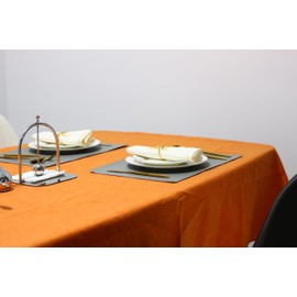 FORSOFTBODY 100% Waterproof PVC tablecloths Rectangular,4-6 Seats, Oil Spill Proof Stain Resistant Vinyl Table Cloth, Wipe Clean Plastic Table Covers for Kitchen/Dining/Parties - 55''x86'', Orange