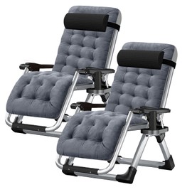 LILYPELLE Zero Gravity Chair, Premium Lawn Recliner Folding Portable Chaise Lounge with Detachable Cushion, Headrest and Cup Holder, Reclining Patio Lounger Chair