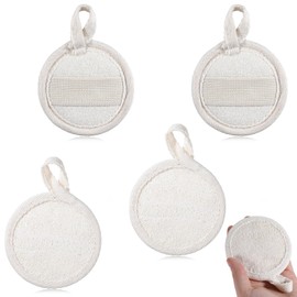 4 PCS Natural Loofah Exfoliating Body Scrubber, Body Loofah Face Exfoliating Pad, Facial Shower Loofa Face Scrub Sponge, Dead Skin Blackheads Cleansing for Women and Men Bath Shower