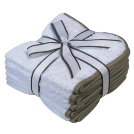 QCS Towels - Hotel Collection 6 Pack Premium White Face Cloths Towels, 100% Cotton Ring Spun Flannels Wash Cloths - 30 x 30 cm - Highly Absorbent and Soft Feel Fingertip Towels