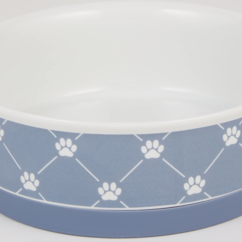 Bone Dry Trellis Paw Print Pet Bowl Set Microwave &