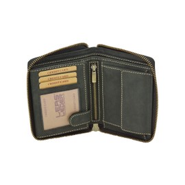 LEAS Vintage Style LEAS Zip Wallet in Genuine Leather, Black, black, Zip purse