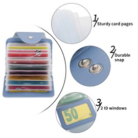 GERIINEER Kreditkartenetui für Damen und Herren Kartenetui - 28 Karten 2 Fenster (Blau)