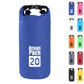 Dry Bag 20L, Boat Dry Bags Blue Waterproof Bag Dry Sack Roll Top Long Adjustable Shoulder Strap 2L/5L/10L/20L/30L/40L for Drifting Boating Kayaking Fishing Rafting Swimming Camping Canoeing Surfing